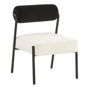 Pemberly Row Transitional Velvet Accent Chair in Cream Finish
