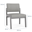 Pemberly Row Fabric Reception Armless Guest Chair in Black/Walnut