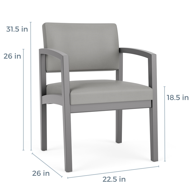 Pemberly Row Polyurethane Reception Guest Chair in Blue/Walnut