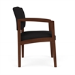 Pemberly Row Fabric Reception Guest Chair in Open House Black/Walnut
