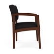 Pemberly Row Fabric Reception Wide Guest Chair in Black/Walnut