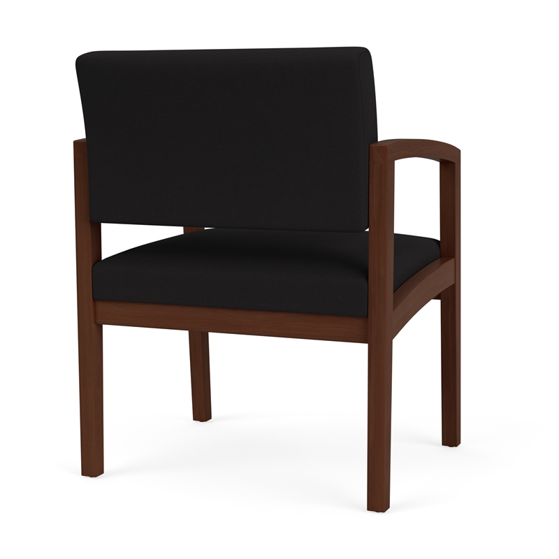 Pemberly Row Fabric Reception Wide Guest Chair in Black/Walnut