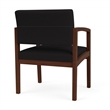 Pemberly Row Fabric Reception Wide Guest Chair in Black/Walnut