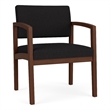 Pemberly Row Fabric Reception Wide Guest Chair in Black/Walnut