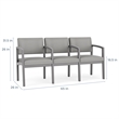 Pemberly Row 3-Seat Fabric Reception Tandem Seating in Black