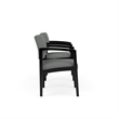 Pemberly Row 2-Seat Fabric Reception Tandem w/ Center Table in Gray/Black