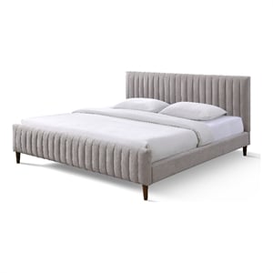 Pemberly Row Upholstered Mid-Century Fabric King Platform Bed in Gray