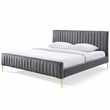 Pemberly Row Upholstered Contemporary Fabric King Platform Bed in Charcoal