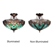 Pemberly Row Modern 2-Light Glass Semi Flush Mount Light in Green