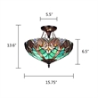 Pemberly Row Modern 2-Light Glass Semi Flush Mount Light in Green