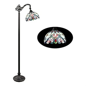 Pemberly Row Modern 1-Light Metal Reading Floor Lamp in Bronze