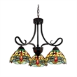 Pemberly Row Dragonfly 3-Light Glass Mini Chandelier in Dark Bronze