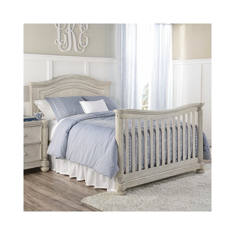 Pemberly Row Contemporary Wood Full Bed Conversion Kit in White
