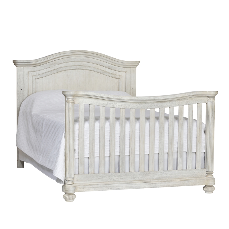 Pemberly Row Contemporary Wood Full Bed Conversion Kit in White