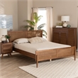 Pemberly Row Mid-Century Wood Queen Size Platform Bed in Ash Walnut