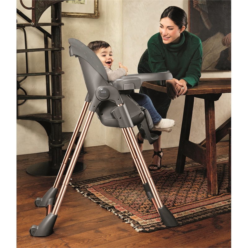 Pemberly Row Stainless Steel Pappananna with Adjustable Footrest in Rose Gold