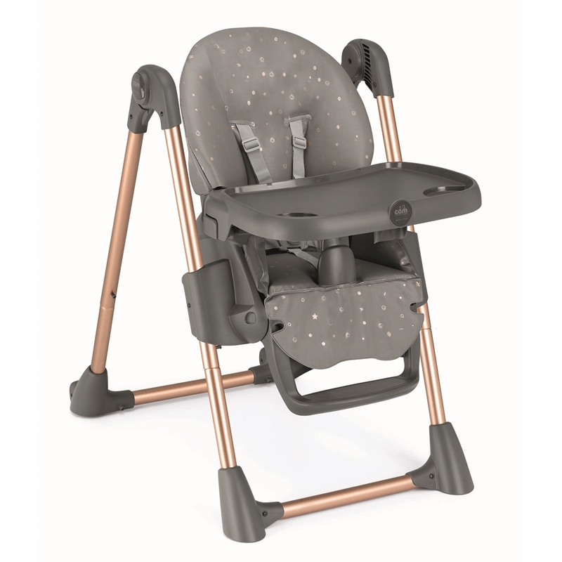 Pemberly Row Stainless Steel Pappananna with Adjustable Footrest in Rose Gold