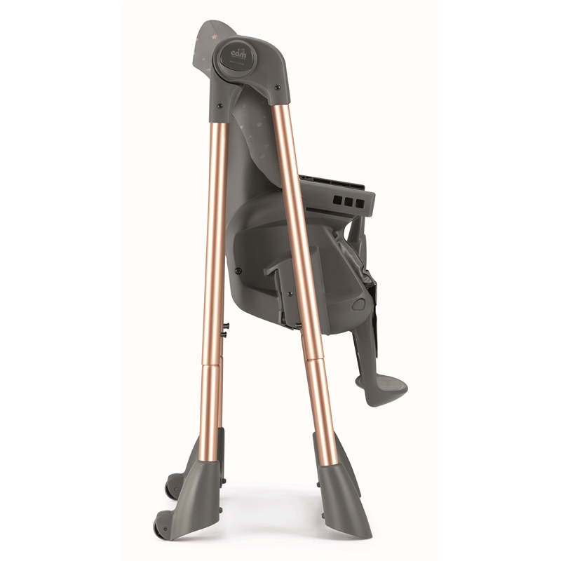 Pemberly Row Stainless Steel Pappananna with Adjustable Footrest in Rose Gold