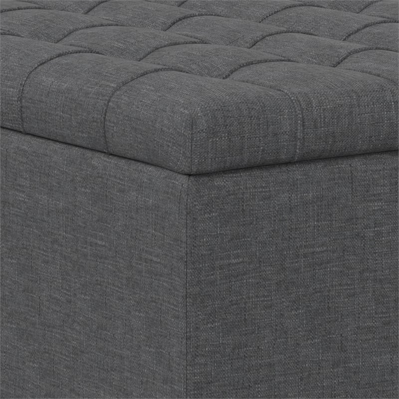 Pemberly Row Square Transitional Wood Storage Ottoman in Slate Gray