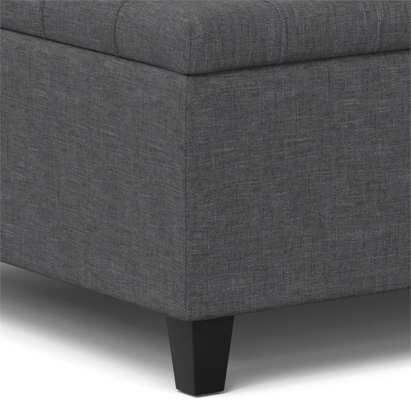 Pemberly Row Square Transitional Wood Storage Ottoman in Slate Gray