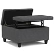 Pemberly Row Square Transitional Wood Storage Ottoman in Slate Gray
