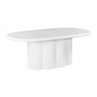 Pemberly Row Oval Faux Plaster & Stone Dining Table in White