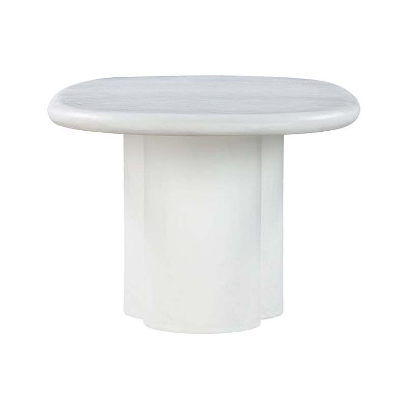 Pemberly Row Oval Faux Plaster & Stone Dining Table in White