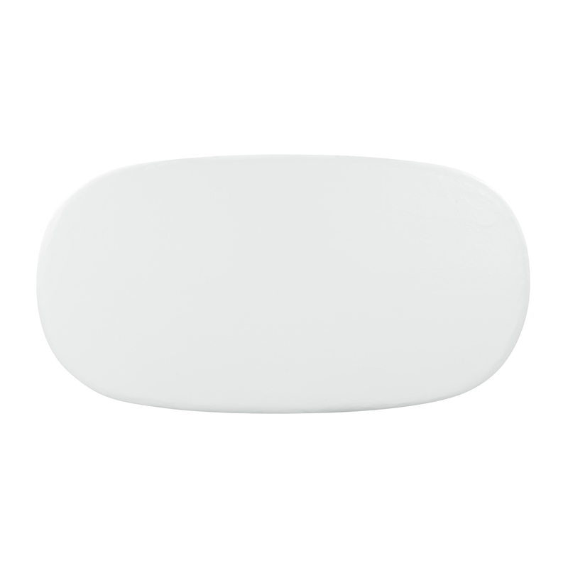 Pemberly Row Oval Faux Plaster & Stone Dining Table in White