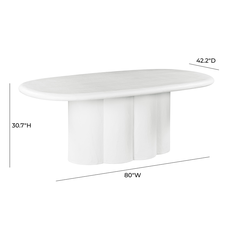 Pemberly Row Oval Faux Plaster & Stone Dining Table in White