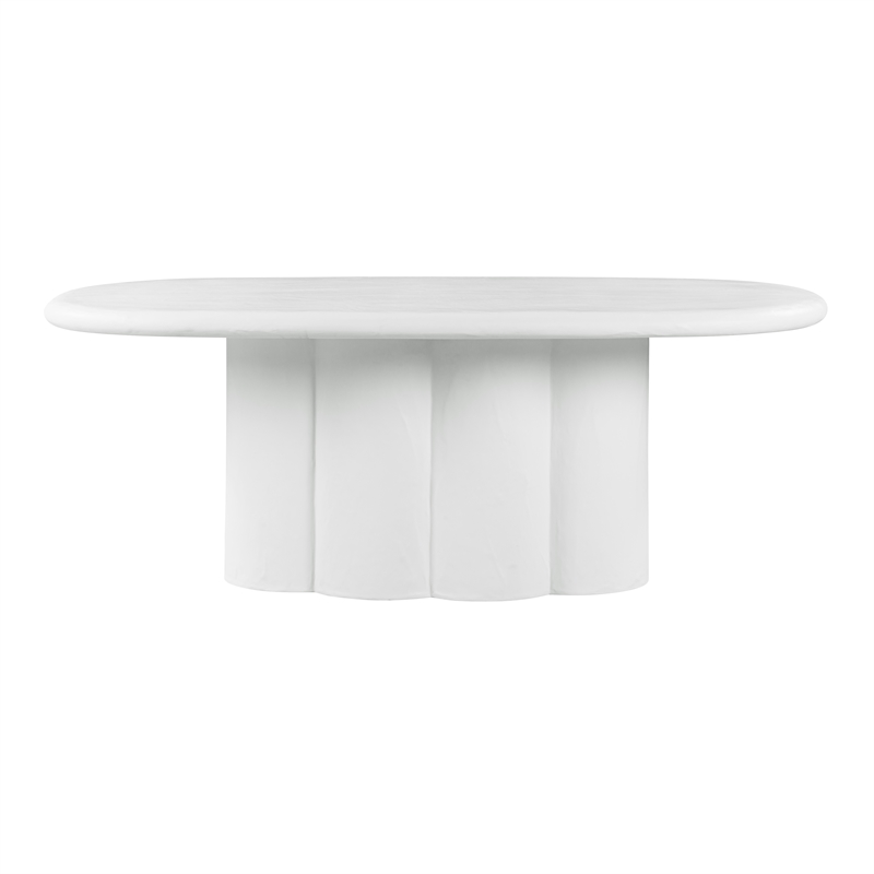 Pemberly Row Oval Faux Plaster & Stone Dining Table in White