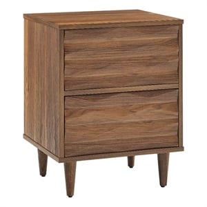 Pemberly Row 2-Drawer Wood Nightstand with Tapered Legs in Walnut