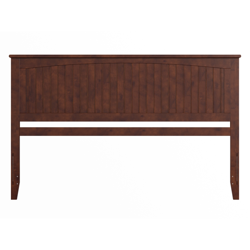 Pemberly Row Contemporary King Wood Panel Headboard in Walnut