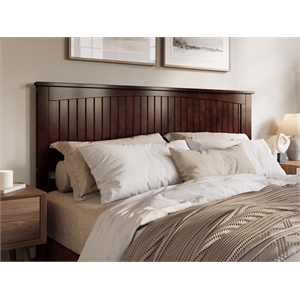 Pemberly Row Contemporary King Wood Panel Headboard in Walnut