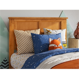 Pemberly Row Twin Solid Wood Panel Headboard in Light Toffee