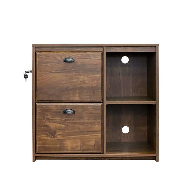 Pemberly Row 2-Drawer Modern Wood File Cabinet in Brown Rustic Oak
