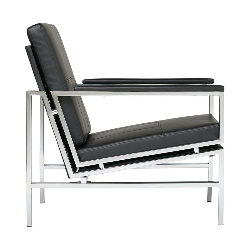 Pemberley Row Bonded Leather Black Accent Chair Rectangular Durable 29.75