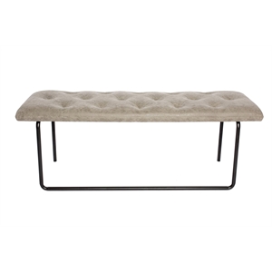 Pemberly Row 40&quot Contemporary Faux Leather Bench in Antique Gray