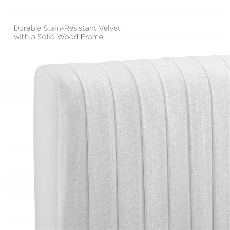 Pemberly Row Channel Tufted Performance Velvet Full/Queen Headboard in White