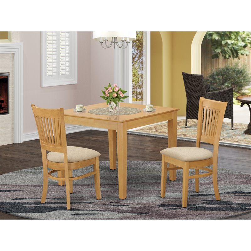 Pemberly Row 3-piece Traditional Wood Dining Room Set in Oak