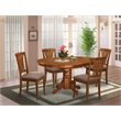 Pemberly Row 5-piece Dining Set with Fabric Chairs in Saddle Brown