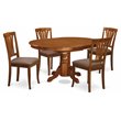 Pemberly Row 5-piece Dining Set with Fabric Chairs in Saddle Brown