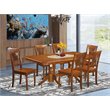 Pemberly Row Modern 7-piece Wood Kitchen Table Set in Saddle Brown