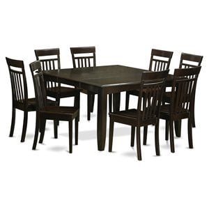 Pemberly Row 9-piece Dining Set with Wood Chairs in Cappuccino