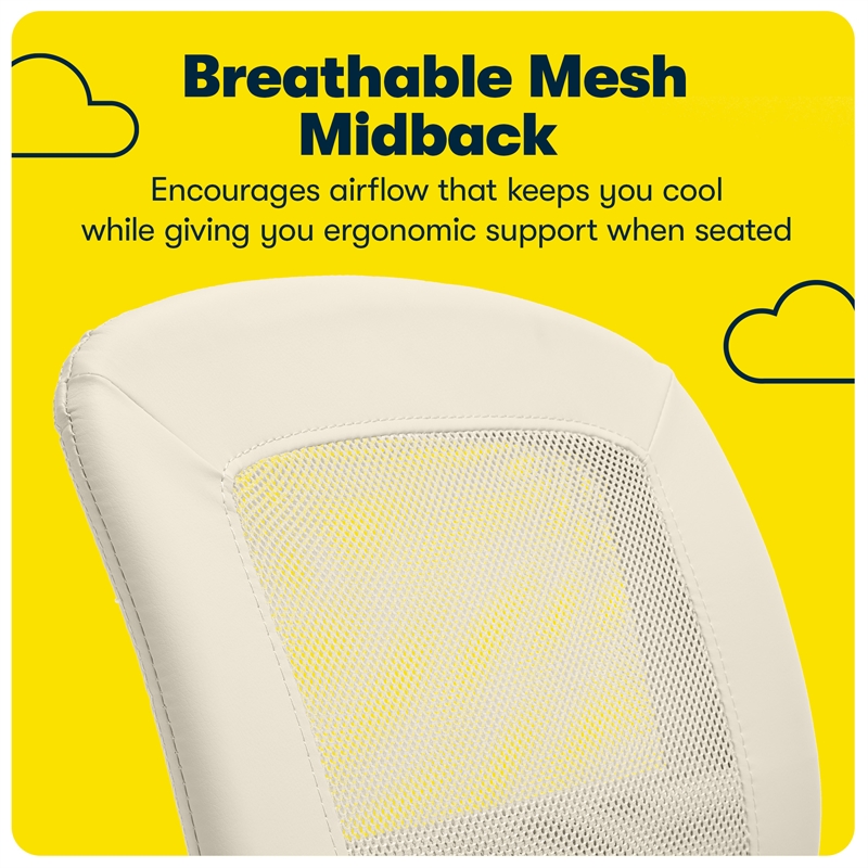 Pemberly Row Armless Desk Chair with Breathable Lightweight Mesh Back Cream