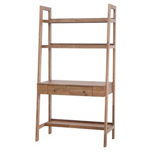Pemberley Row Solid Acacia Wood Brown Wall Desk Rectangular Space-Saving 37.5&quot Unassembled