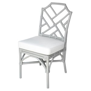 Pemberly Row Modern 21&quot Fabric and Rattan Chair in Gray (Set of 2)