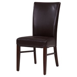 Pemberly Row 19.5&quot Bonded Leather Dining Chair in Brown (Set of 2)