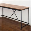 Pemberly Row Contemporary Wood and Metal Corner Desk in Acacia/Black