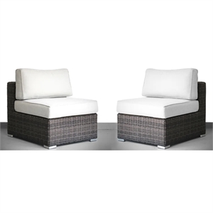 Pemberly Row 2PC Wicker / Rattan Seating Group w/Cushions in Gray