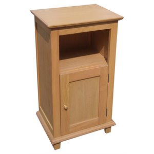 Pemberly Row Shaker Solid Mahogany Wood Side Table Cabinet in Light Walnut